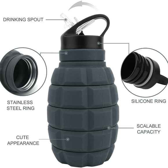 Collapsible Travel Water Bottle 18oz - Reuse - Picture 3 of 5